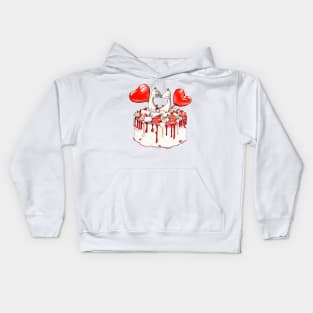 Valentine day cake with cats and candy Kids Hoodie